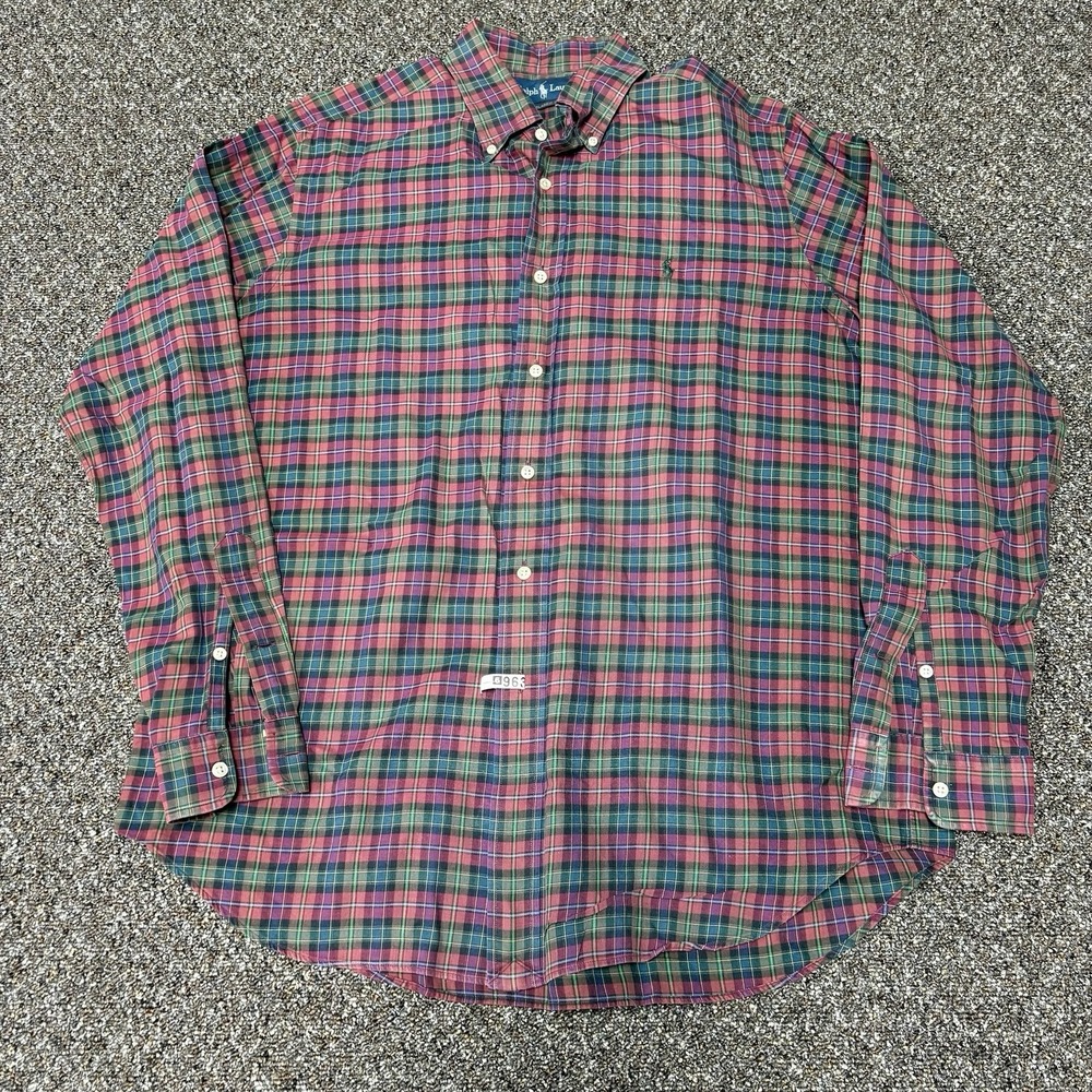 Polo Ralph Lauren Shirt Button Up Plaid Colorful Long Sleeve Size Large